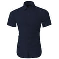 thumbnail image 3 of Hat and Beyond Men's Premium Short Sleeve Dress Shirts Solid Stretch Slim Fit, 3 of 4