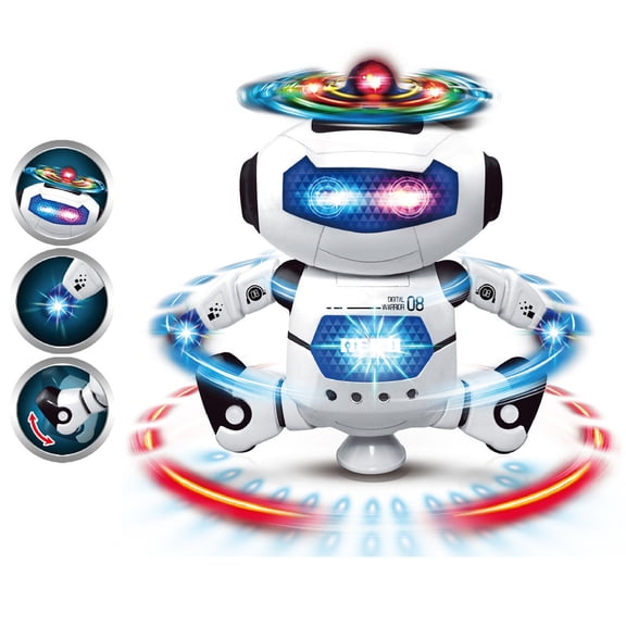 360-Degree Spinning Dancing Robot – Electronic Bot with LED Lights and Music for Birthday Gifts, High-Energy Entertainment for Robot Fans