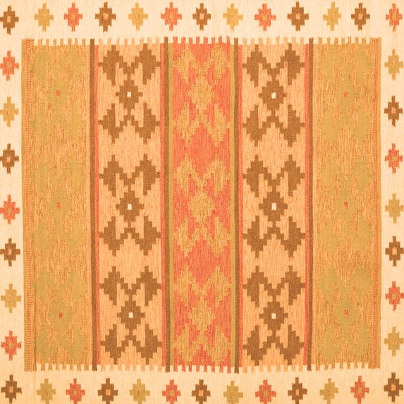 Ahgly Company Indoor Square Abstract Orange Contemporary Area Rugs, 4' Square