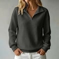thumbnail image 2 of Quarter Zip Tops for women Ribbed Sleeve Cuffs Women Workout Pullover Hoodies Collared Waffle Knit Oversized Sweatshirt, 2 of 5