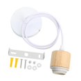 thumbnail image 4 of Lámpara colgante de madera con cable E27, estilo rústico, industrial, retro, resistente. Madera blanca, 4 of 9