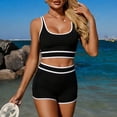 thumbnail image 4 of Tauxra High Waisted Tankini 2 Piece Swimsuits Set with Tank Top and Swim Shorts for Women, 4 of 5