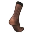 thumbnail image 2 of 3-Pack Mens Mid Calf Sheer Silk Nylon Dress Socks (Brown (Style 2)), 2 of 7