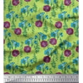 thumbnail image 1 of Soimoi Green Cotton Duck Fabric Leaves,Buttercup & Peony Floral Print Fabric by the Yard 56 Inch Wide, 1 of 1