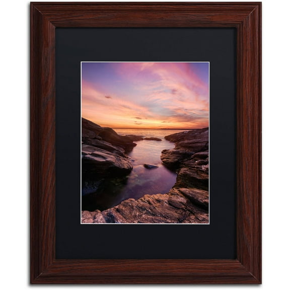 Trademark Fine Art "Beavertail Sunset" Canvas Art by Michael Blanchette Photography Black Matte, Wood Frame