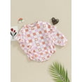 thumbnail image 3 of Bslissey Infant Baby Girls Valentine’s Day Sweet Romper Heart Plaid Print Ruffle Long Sleeve Loose Jumpsuit 3M 6M 12M 18M Newborn Spring Fall Casual Clothes Bodysuit, 3 of 9