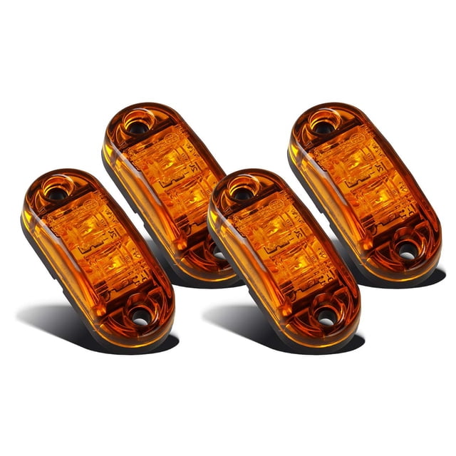 Partsam 4 piezas de 2,5 pulgadas lente ámbar ovalada 2 diodos LED remolque camión luz de marcador lateral