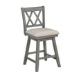 thumbnail image 2 of Brookline 37.5 In. Gray High Back Wood Swivel Bar Stool With Fabric Seat, 2 of 7