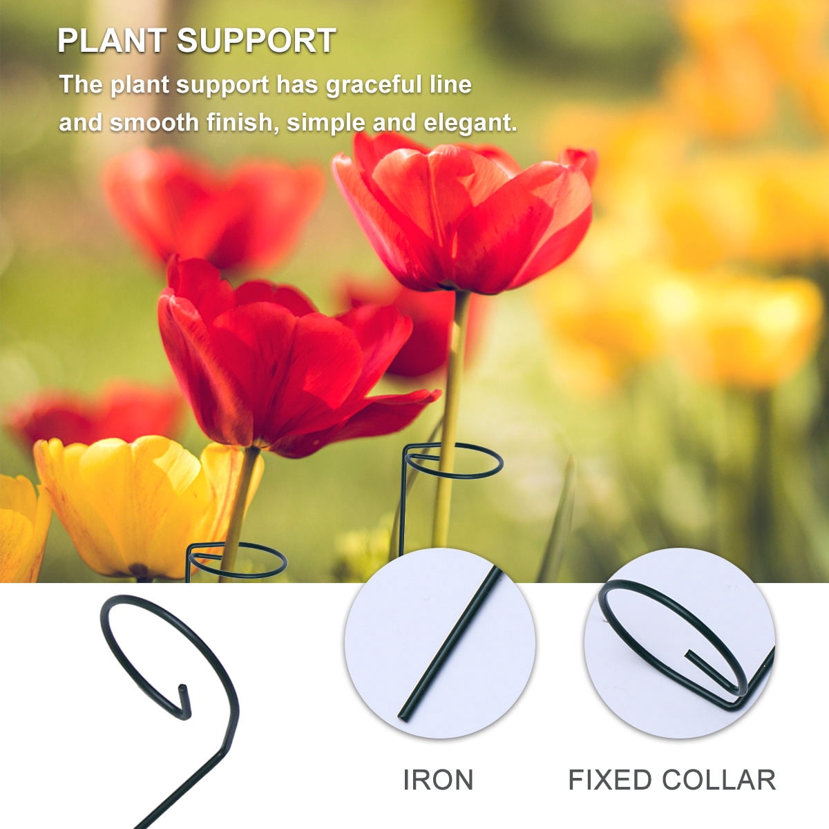 RENACLIPY 10Pcs Black Metal Plant Climbing Frame Durable Waterproof Plant Support Stand for Gardening