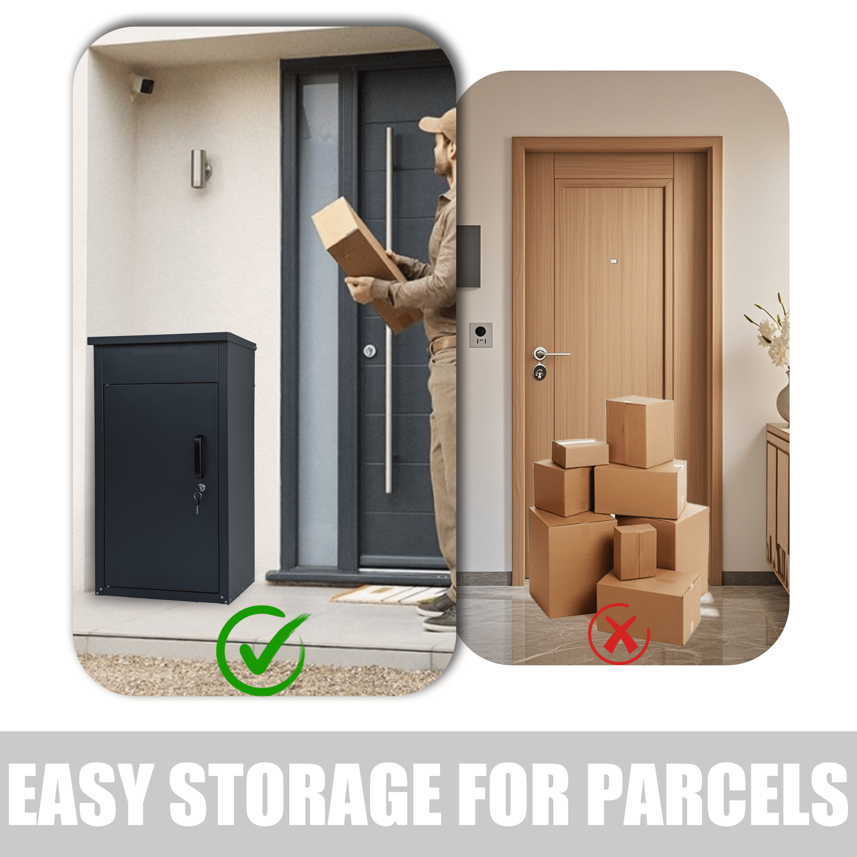 Package Delivery Box for Outside, Anti-Theft Lockable Parcel Drop Box for Packages & Mails, Large Waterproof Delivery Box for Porch, House, Curbside