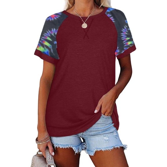 DailyTrove Women's Color Block Raglan Sleeve Tee - Casual Short Sleeve T-Shirt, Sporty for Outdoor & Errands