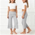 thumbnail image 2 of TIANZEN Girls Waist Yoga Pants Solid Color Wide Leg Loose Casual Cropped Capris For Play And Everyday Wear plus Size Girl Leggings, 2 of 4