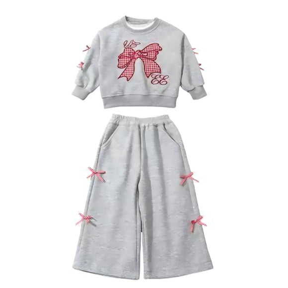 XXWXYD Toddler Girl Outfit 2Pcs Spring Long Sleeve Bow Top Pants Set Kawaii 𝖳racksuit Sweet Childrens Casual Playwear Sweatshirt Comfy Outfits