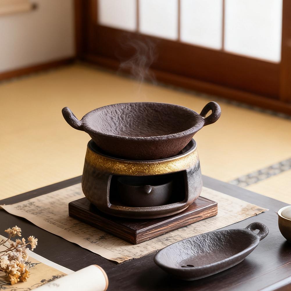 KRONDO Cedar and Zen Herb Burner,Ceramic Aromatherapy Stove Essential Oil Burner,Cedar and Zen Incense B-urner Kit for Home Office, Tea Light Candle Holders Teapot Warmer for Meditation,Relaxation
