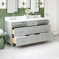 thumbnail image 3 of Ariel Monroe 66 Inch Double Rectangular Sink Bathroom Vanity With Carrara White Quartz Countertop 1.5 inch Edge In Grey, 3 of 7
