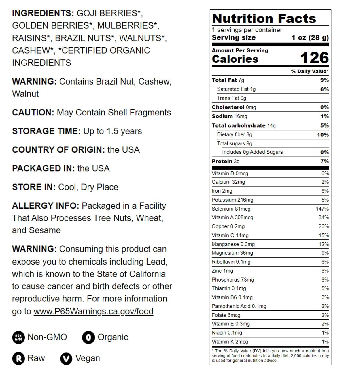 Coney Island Organic Nut and Berry Mix, 4 Pounds — Non-GMO, Raw, Vegan — by Food to Live
