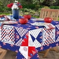thumbnail image 2 of 4th of July Tablecloth Rectangle 60x84 Inch, Memorial Patriotic Tablecloths Waterproof Spillproof, America Flag Patchwork Table Cloth, Independence Day Table Cover for Dinner Party Picnic Decor, 2 of 6