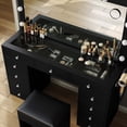 thumbnail image 5 of Vanity Desk & Power Outl, Makeup Vanity with Mirror and 12 LED Lights, Makeup Table with 11 Drawers, Vanity Table with Chair,Set 3 Lighting Modes Brightness Adjustable, 5 of 5