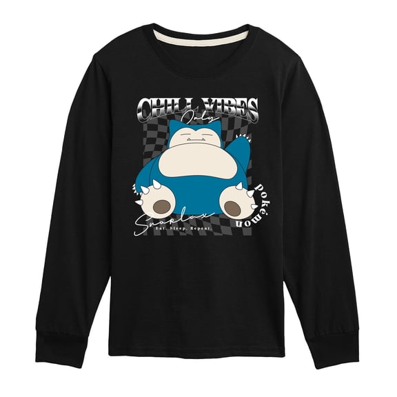 Pokemon - Snorlax Chill Vibes - Youth Boys Long Sleeve Graphic T-Shirt