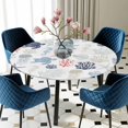 thumbnail image 5 of Elastic Fitted Round Tablecloth, Blue Red Coastal Waterproof Stretch Table Cover for 45"-54" Tables, Nautical Summer Beach Coral Sea Turtle Washable Outdoor Tablecloths for Patio, Picnic, Camping, 5 of 9