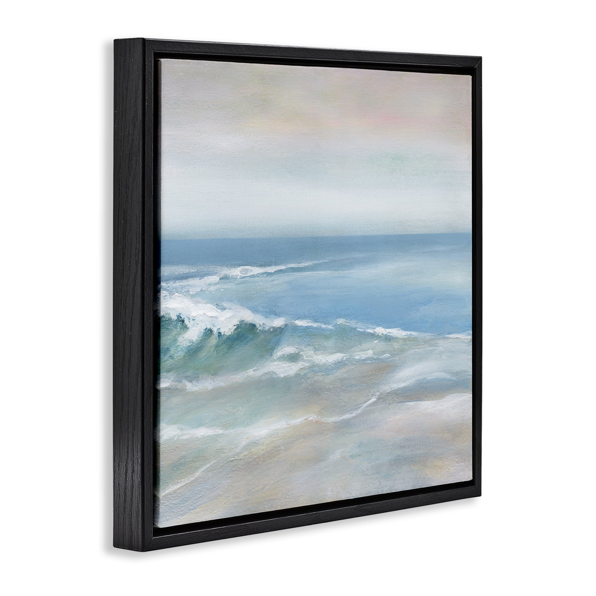 Stupell Industries Cresting Waves Near Shore Nautical & Beach Painting Black Floater Framed Canvas Art Print Wall Art, 25 x 25
