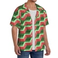 thumbnail image 2 of Sikiie Geometric Watermelon Men's Wrinkle Free Untucked Cuban Shirt Business Casual Button Down Shirts Short Sleeve Shirt4X-Large, 2 of 5