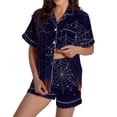 thumbnail image 6 of CQXIDFH Women's Halloween Pajamas Set with Spider Print, Cute 2-Piece Button-Down Sleepwear, Short Sleeve Lounge Set with Elastic Shorts, Spooky Holiday Nightwear, 6 of 6