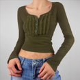 thumbnail image 4 of Blusa de Larga con Estampado de Hadas Grunge para Mujer, Estilo Otoño Y2k, con Cuello Cuadrado y Encaje, Estilo Vintage, Estilo Entallado. Verde M, 4 of 7