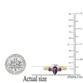 thumbnail image 3 of Dazzlingrock Collection 7X5MM Pear Amethyst & Round White Diamond 3 Stone Teardrop Engagement Ring for Women (0.10 ctw, Color I-J, Clarity I1-I2) in 14K Yellow Gold, Size 9.5, 3 of 4