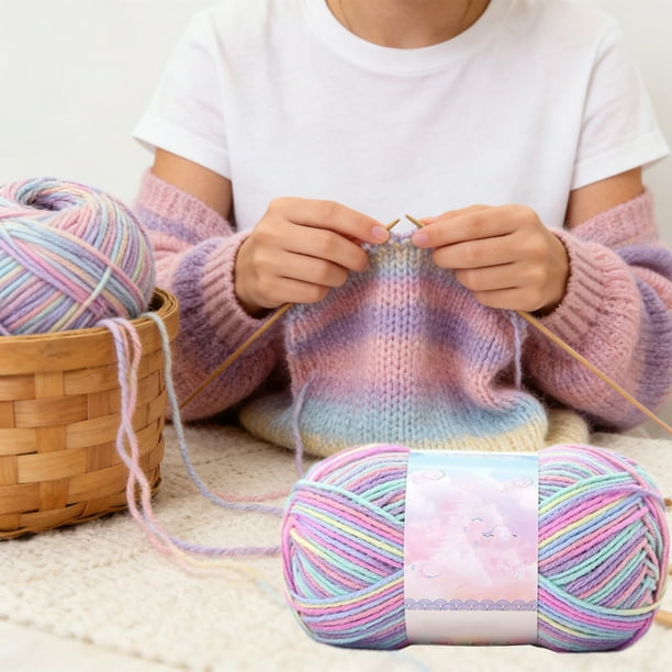 Hilo de lana de leche, teñido anudado, grueso, para tejer, mantas de bebé, hilo para tejer y crochet, 175 yardas (159 m)