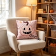 thumbnail image 4 of Pink Halloween Pumpkin Pillow Covers, 18''x18'' Boo Ghost Decor | Fabric Pink Halloween Pillow Covers with Pumpkin Ghost Design, Sofa Bedroom Fall Decor, 4 of 6