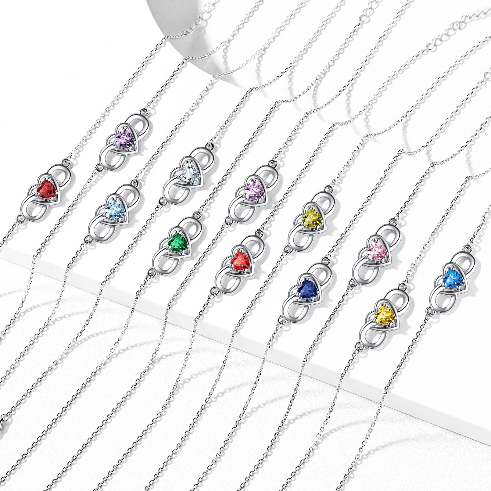 ChicSilver Infinity Love Heart Symbol Charm Anklet for Women 925 Sterling Silver Adjustable Birthday Gift for Mom Women Wife Her Created Alexandrite June Birthstone Jewelry