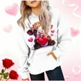 thumbnail image 1 of Sudadera con capucha para niños, camiseta de manga larga con estampado de cuello redondo para niños y niñas mayores, sudadera con capucha, top de poliéster para niña, 1 of 5