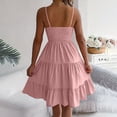 thumbnail image 5 of Ahabrexf Sundress Sleeveless Spaghetti Strap Backless Square Neck Shirred Layered Pleated Dress, 5 of 9