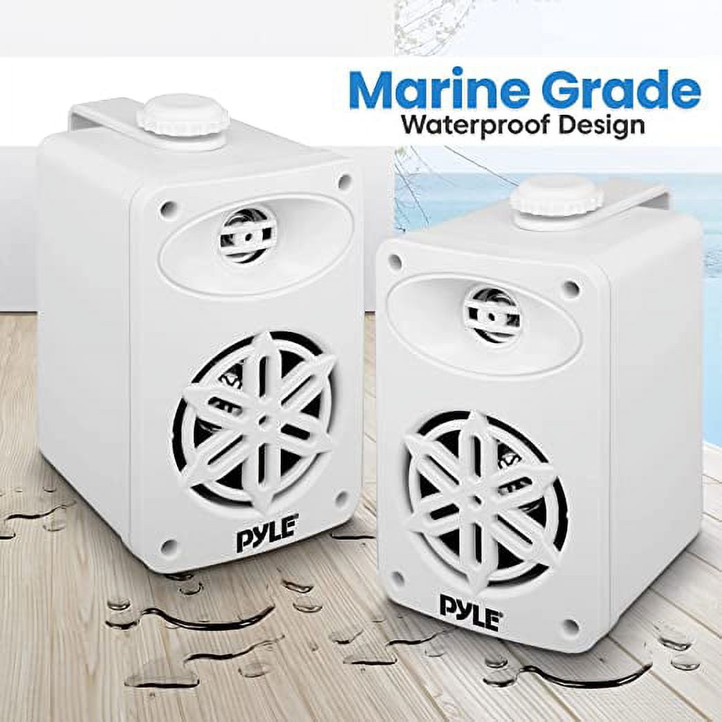 Pyle Bluetooth Indoor Outdoor Speakers Pair 200 Watt Dual Waterproof 3.5” 2-Way Full Range Speaker