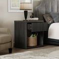 thumbnail image 6 of SICOTAS Fluted Nightstands for Bedroom Set of 2, Farmhouse Bedside Tables with Drawer & Open Shelf,  Wood End Table for Living Room in Black, 6 of 9