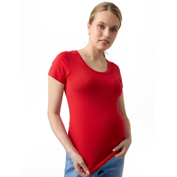 Ingrid & Isabel For Every Belly Women's Maternity Short Sleeve Fitted Scoop Tee, Sizes S-XXL