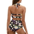 thumbnail image 2 of Renewold Hippie Flowers Women Swimsuits 2 Piece Halter High Cut Bathing Suits Size L Tummy Control Bikini Set Self-Cultivation Gym Sports Crop Tops+High Waisted Briefs, 2 of 6