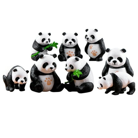 

8pcs PVC Mini Panda Decoration Craft Miniature Panda Ornaments Handcraft Gift Home Microlandscape Supplies Cake Accessory(4pcs S