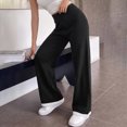 thumbnail image 4 of Kttectoa Women's Pants Knitted High Waist Straight Leg Pants Fashionable Contrasting Hem Loose Casual Lounge, 4 of 5