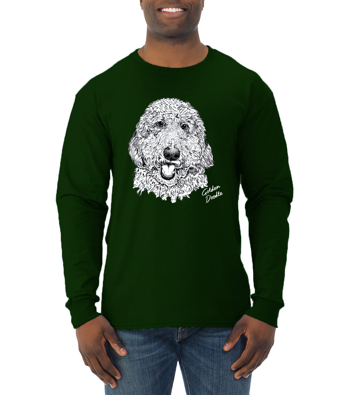 Mens Golden Doodle on the Beach Dog Long Sleeve Hooded Sweatshirt Personality 