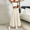 thumbnail image 6 of RPVATI Beige Skirt for Women Long Elastic High Waisted Linen Boho Drawstring Long Skirts Summer Tiered Lightweight Flowy Pleated Holiday A Line Skirt Beige XXL, 6 of 7