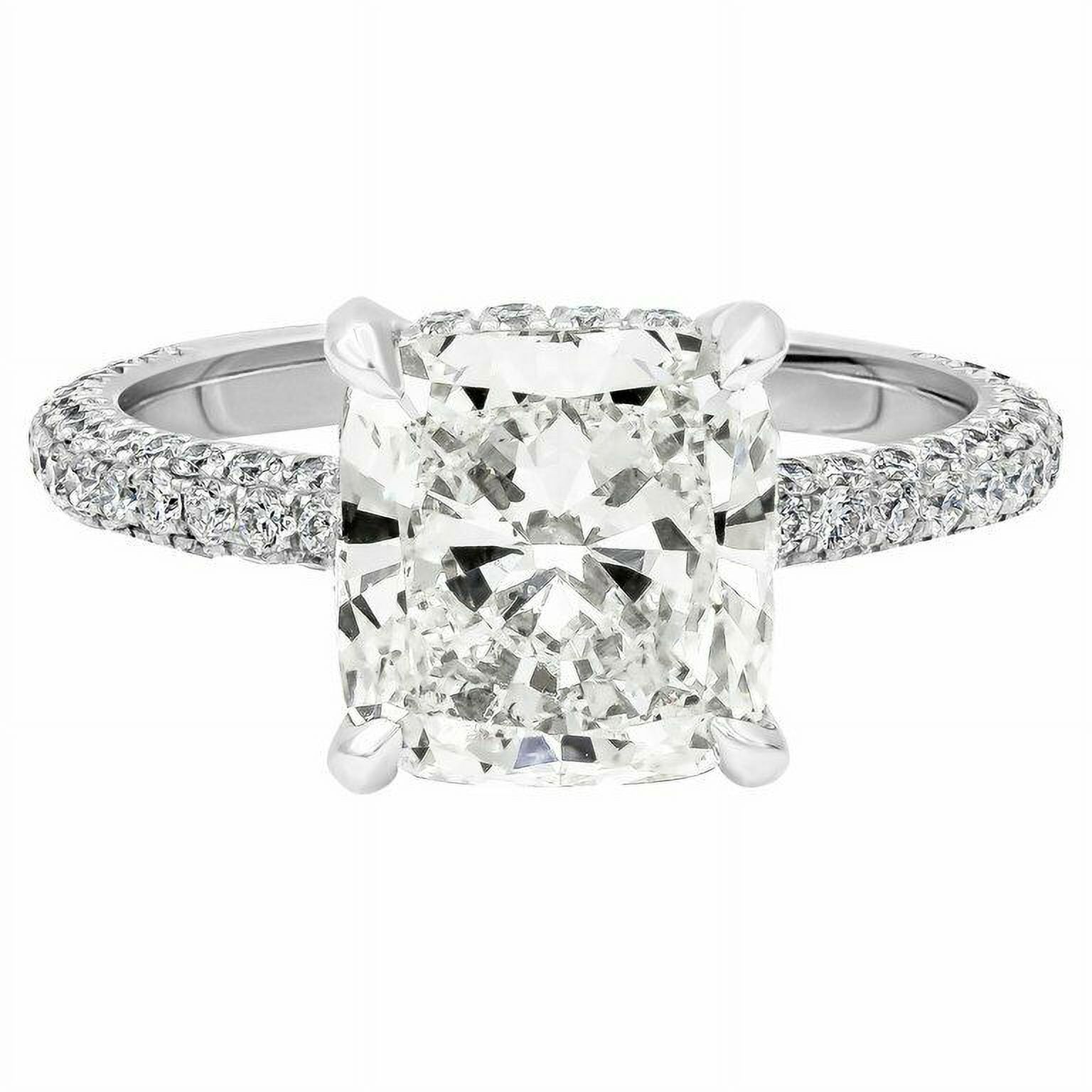 HeartsAndYou 1.6ct Cushion Cut Moissanite Engagement Ring for Women Accent Solitaire 18k White Gold Over Silver