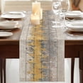 thumbnail image 3 of Table Runners 36 Inches Long Dress Scarves, Yellow Grey Abstract Farmhouse Kitchen/Dining Table Runner, Short Coffee Tablerunners, Gradient Geometric Graffiti Retro Wooden 13x36 Inch, 3 of 9