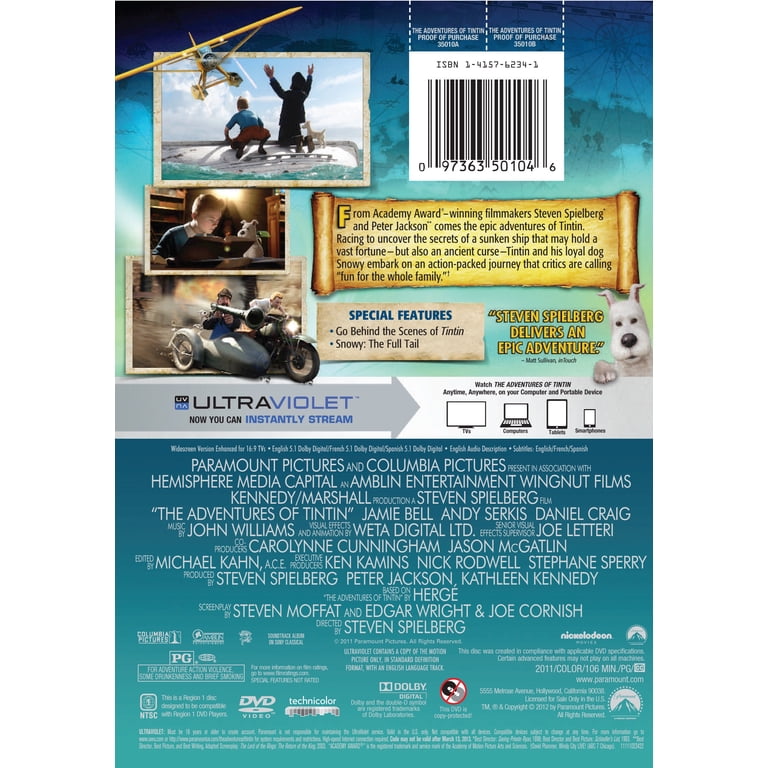 Paramount Home Video, The Adventures of Tintin DVD, PG, Sunken