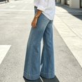 thumbnail image 5 of Vivianyo HD Women's High Waist Wide Leg Jeans, Vintage Light Wash Loose Fit Denim Pants, Women's Blue, Sizes S-2XL, 5 of 6