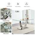 thumbnail image 3 of Sumdeal 63" Glass Dining Table with 2 chairs and 2 Benches,White, 3 of 8