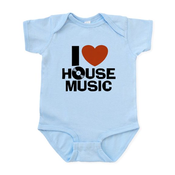 CafePress - I Love House Music Infant Bodysuit - Baby Light Bodysuit, Size Newborn - 24 Months