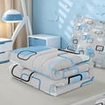 thumbnail image 5 of meiyoeat Abstract Geometric Plaid Zipper Twin Comforter Sets with Fitted Sheet and 2 Pillowcases For Kids,Modern 3D Grid Print Zipper Bedding Set For Adults,Light Gray Reversible,4 Pieces, 5 of 7