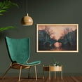 thumbnail image 2 of Landscape Wall Art with Frame, Evening in Amsterdam Netherlands Scandinavian Aurora Borealis River Bridge Image, Printed Fabric Poster for Bathroom Living Room, 35" x 23", Pink Grey, by Ambesonne, 2 of 2
